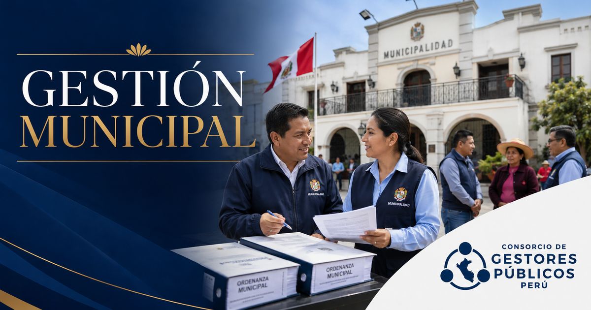 Funcionarios municipales y atención ciudadana frente a una municipalidad peruana